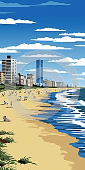 Bold Graphic Illustration Of Virginia Beach In Roy Lichtenstein Style
