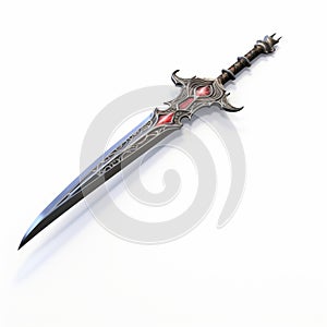 Highly Detailed Realism: 3d Ancient Sword On White Background