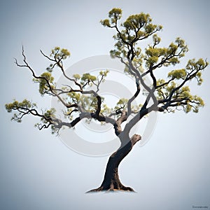 Realistic AI Generated Green Tree on White Background