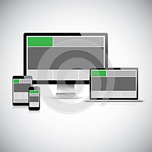 Highly detailed responsive web design concept vect