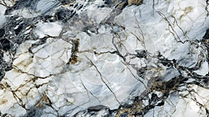 highly detailed seamless texture of mineral stone, marble, rock. gray white marble, gold veins