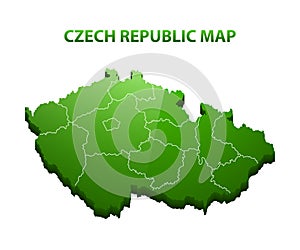 Highly detailed three dimensional map of Czech republic with regions border