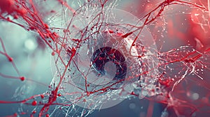 3D Rendering of Human Microvascular System â Capillary Blood Flow Visualization photo