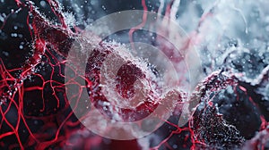 3D Rendering of Human Microvascular System â Capillary Blood Flow Visualization photo
