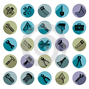 Highly detailed work tools collection, carpentry and industry to