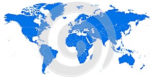 Highly detailed world map. Vector illustration, template