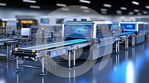 Highly Efficient and Safe. Advanced Microchip Factory Assembly Line. Generative AI