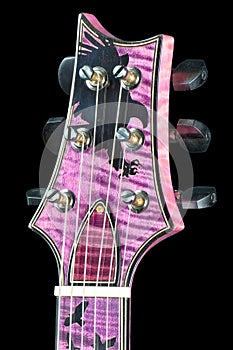 Highly Figured Purple Burst Electric Guitar Headstock - Flamed Maple Ebony Neckinlaid Eagle photo