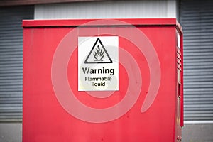 Highly flammable liquid danger sign at construction site