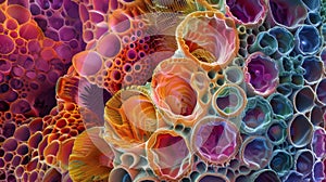 A highly magnified abstract image of the inner structure of a spore revealing a mesmerizing array of swirling