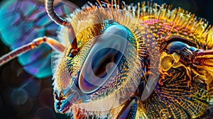 A highly magnified image of a honey bees antenna illuminated by a beam of polarized light. The intricate pattern seen in