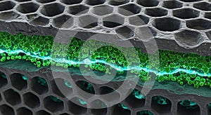 Energy flow through a carbon honeycomb structure