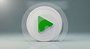 3D green and white glossy play button icon