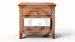 Highly Realistic Wooden Nightstand With Shelf And Drawer photo