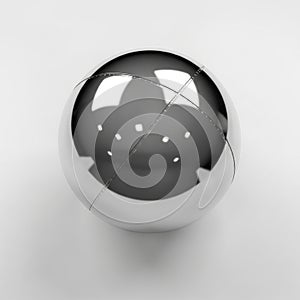 A highly reflective, metallic sphere is