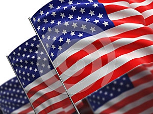 Highres 3d rendering of USA flags