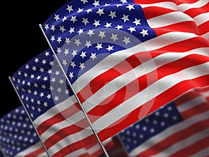 Highres 3d rendering of USA flags