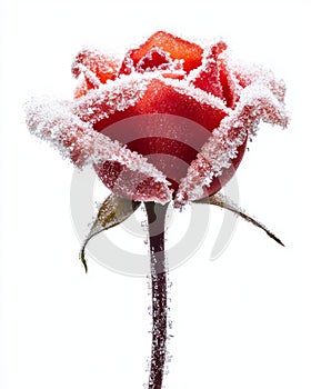 Highresolution image of red rose with sugar coating