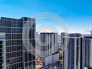 Highrise buildings at Downtown Miami shot with drone
