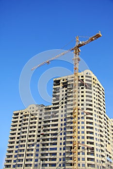 Highrise Construction Site on clear blue sky