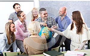 Highschool students at geography class