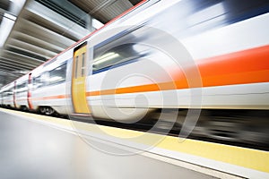 highspeed train, motion blur, straight rails