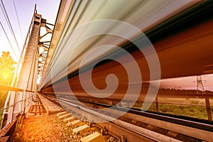 Highspeed train moves fast. photo