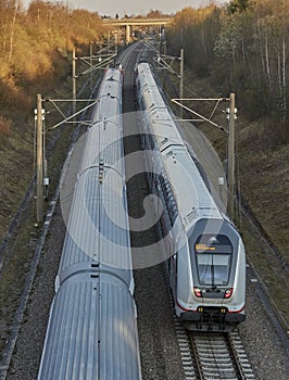 Highspeed train on rapid transit railway route