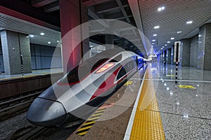 Highspeed train in an underground station