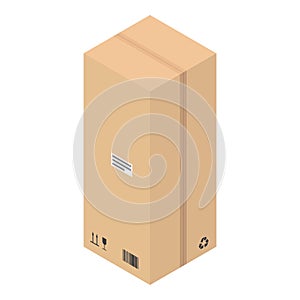 Hight delivery box icon, isometric style