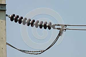 Hight voltage pole and wire on sky background