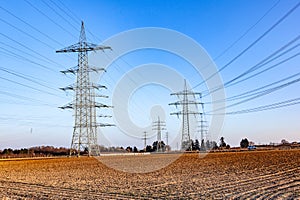 hight voltage tower in rural landscape