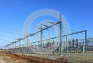 Hight voltage tower in rural landscape