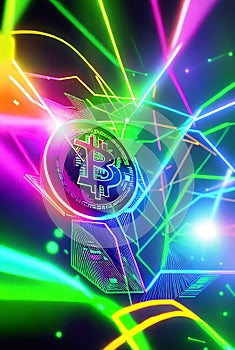 Hightech crypto with futuristic neon matrix.