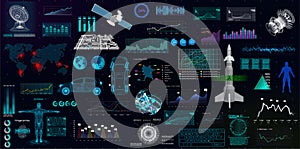 Hightech elements set, HUD UI style