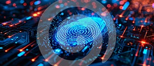 A Hightech Fingerprint Scanner Enhances Data Protection And Cybersecurity In This Image