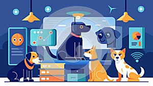 A hightech training facility that uses customized AI algorithms to cater to each individual pets learning style.. Vector photo