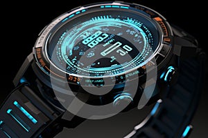 Hightech wristwatch with holographic display and