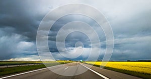 Hightway and dark sky