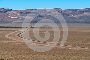 Highway 267 leads into Scotty`s Junction, Nevada, USA
