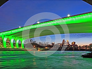 Highway 35W bridge in Minneapolis at dusk