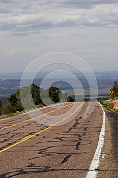 Highway 89 seems to vanish into the valley below - Kaibab National Forest, Arizona