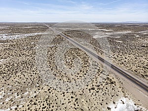 Highway 95 crossing the desert leaving Fallon Nevada