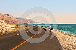 Highway along Dead Sea in Israel.
