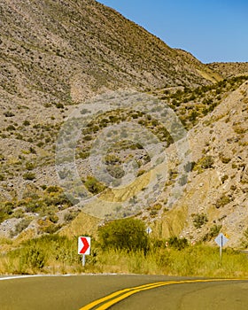 Highway at Arid Mountain Landscape, San Juan, Argentina