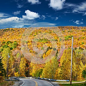 Highway at autumn day, Maine, USA