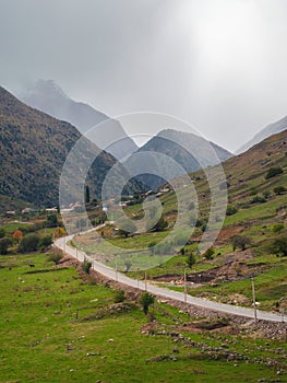 Highway through the autumn hills, natural way concept, road to t