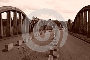 Highway bridge in Brussels in sepia mode