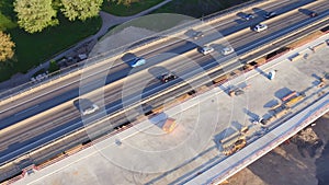 Highway bridge construction site - aerial view