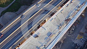 Highway bridge construction site - aerial view